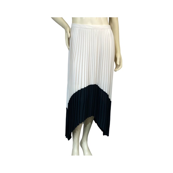 Express Asymmetrical Pleated Midi Skirt Size 12 Black White #90163 - Picture 4 of 10